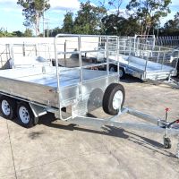10×6’3″ Galvanised Heavy Duty Flat Top Trailer with Headboard <br><br><span class="galv-import">3200KG GVM</span>