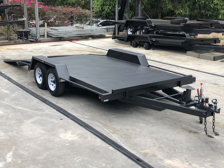 Beaver Tail Car Carrier Trailer with 7ft Slide Under Ramps