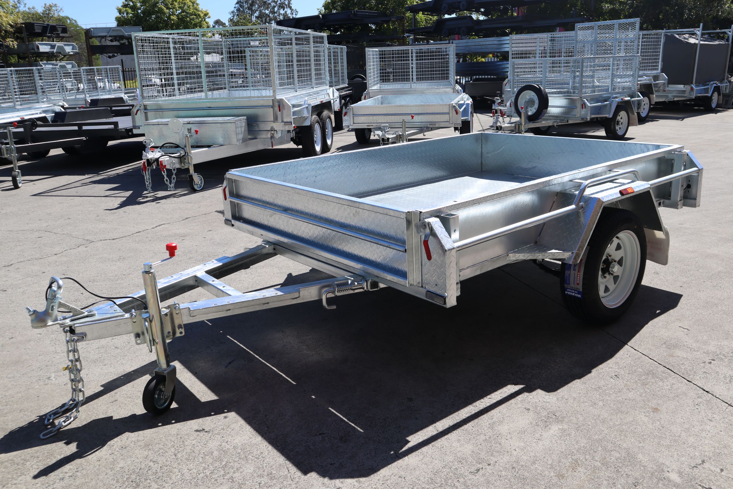 7x5 Heavy Duty Galvanised Box Trailer for Sale in Brisbane Single Axle with Manual Tilt Function