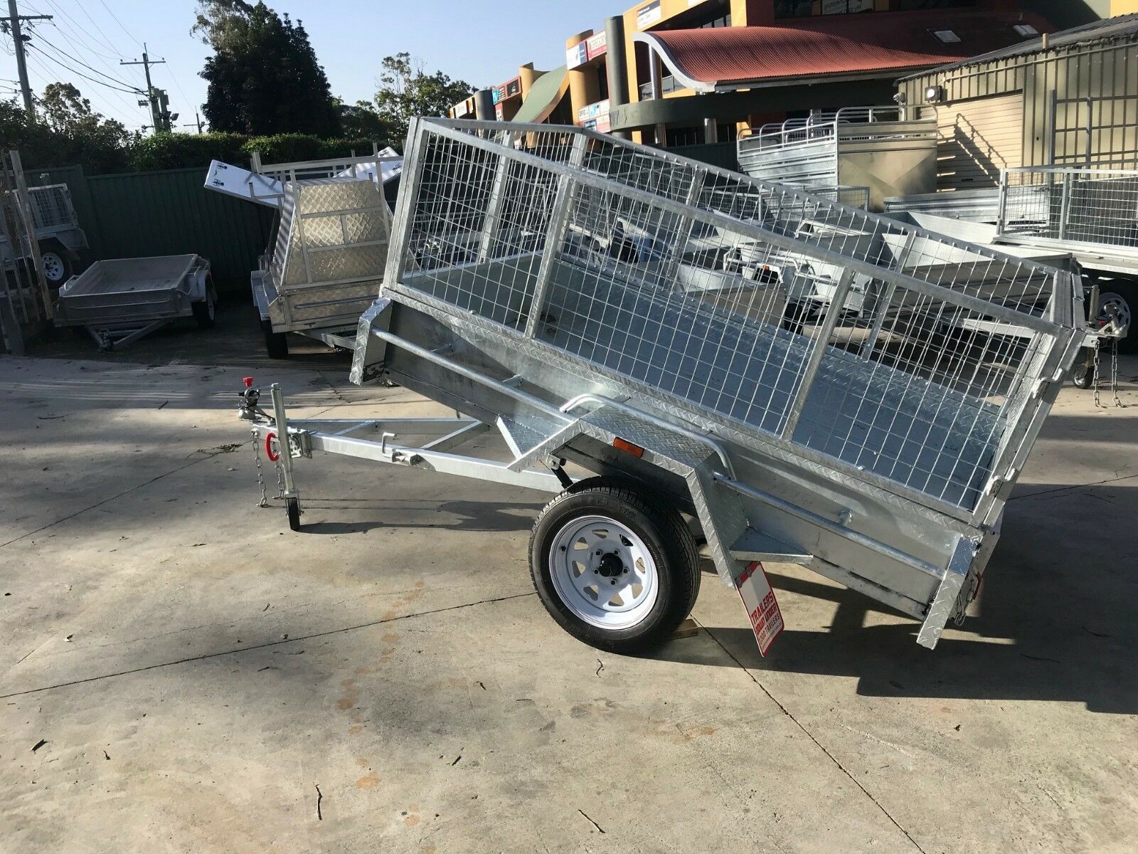 7×4 Heavy Duty Single Axle Galvanised Box Trailer with 3 Ft Cage for Sale in Brisbane