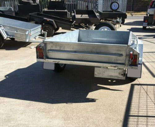 7×5 Heavy Duty Galvanised Box Trailer for Sale in Brisbane Single Axle with Full Checker Plate Manual Tilt Function