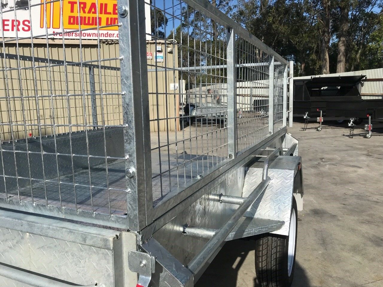 8×5 Galvanised 3ft Cage Trailer with Full Checker Plate and Tilt Function for Sale Brisbane<br><br><span class="galv-import">Imported Trailer</span>
