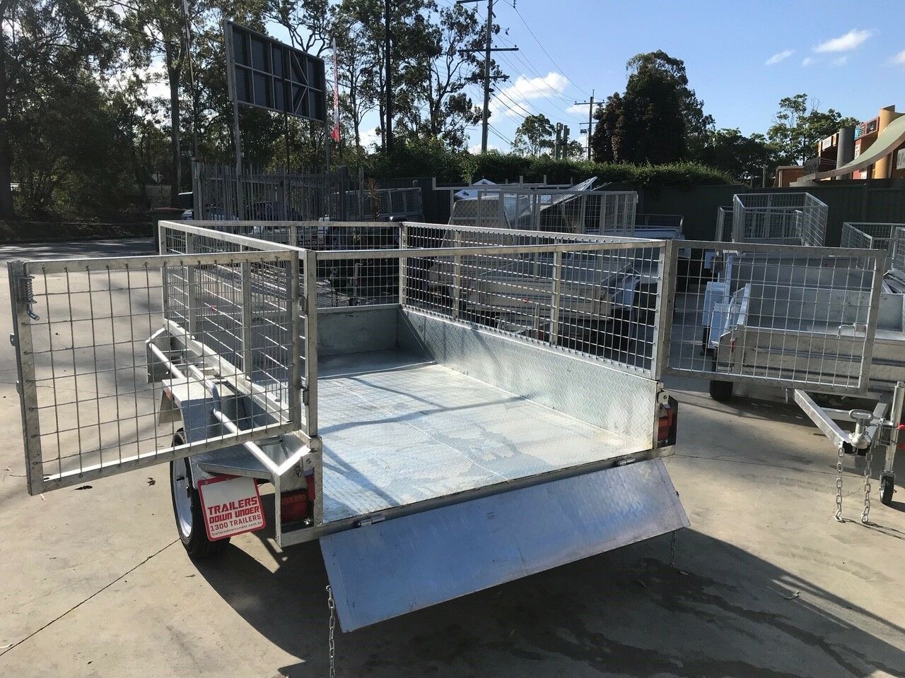 8×5 Galvanised 3ft Cage Trailer with Full Checker Plate and Tilt Function for Sale Brisbane<br><br><span class="galv-import">Imported Trailer</span>