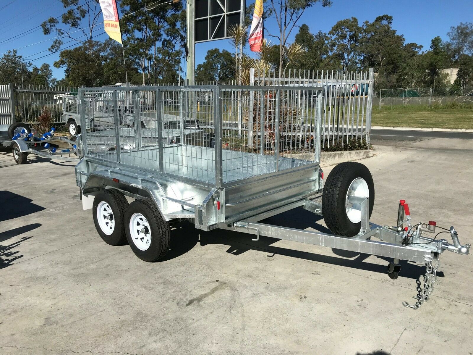 8x5 Tandem Galvanised Cage Trialer 3 Ft Cage Full Checker Plate For Sale Brisbane