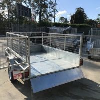 8×5 Galvanised 2ft Cage Trailer with Full Checker Plate and Tilt Function for Sale<br><br><span class="galv-import">Imported Trailer</span>