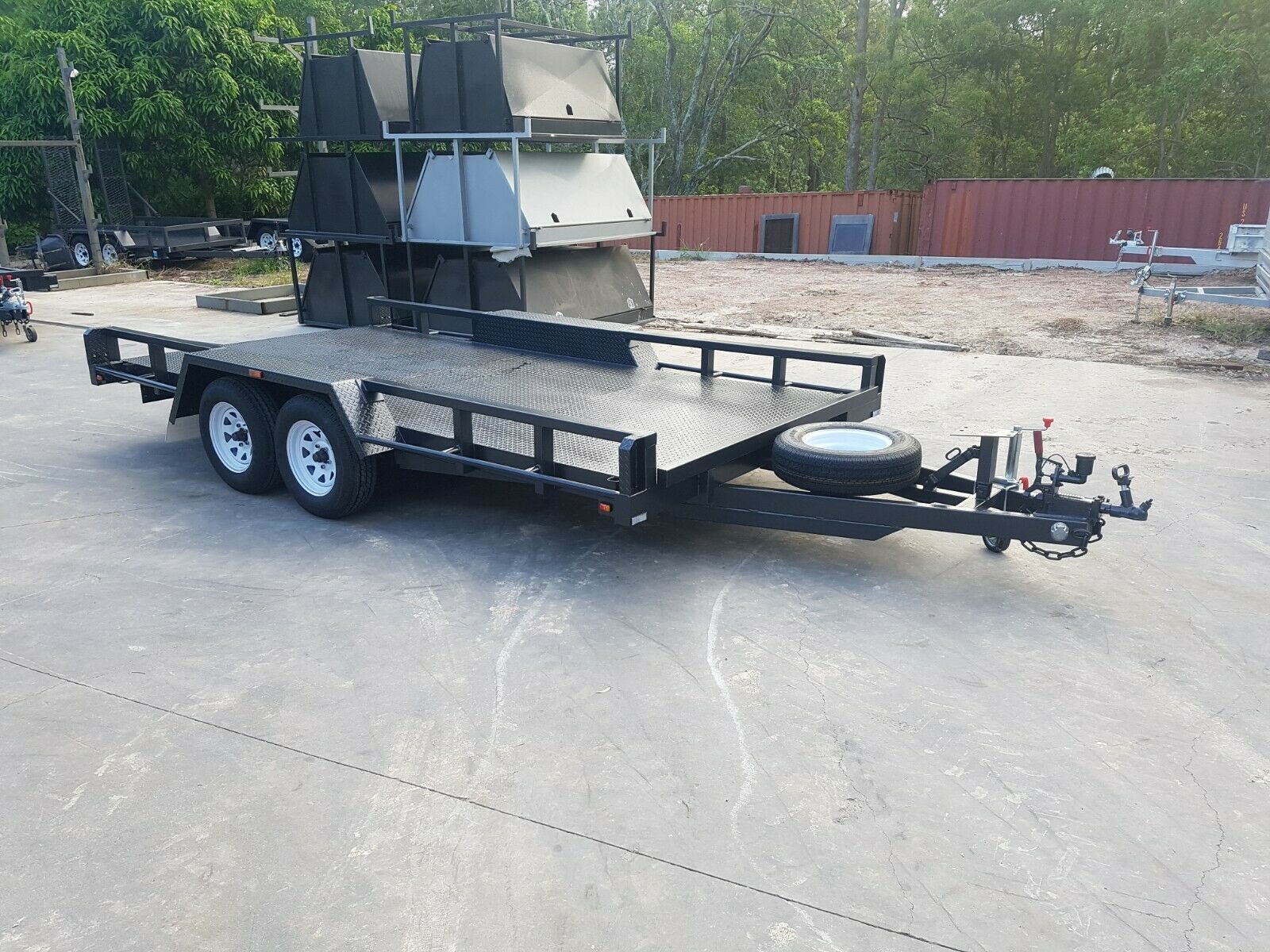 16×6’6″ Tandem Car Carrier / Car trailer for Sale in Brisbane | Open Rail – RHS Sides | 7FT Long Ramps